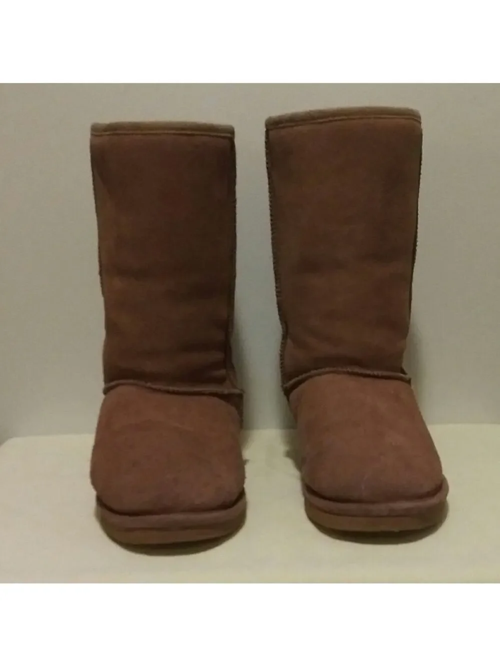 Lugz Tan Suede Fleece Lining Round Toe  Mid Calf Platform Sole Pull On Fall Boot